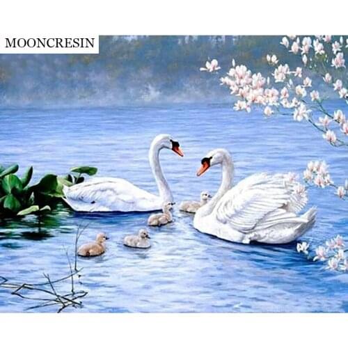 Needlework 5D Diamond Painting Full Square Animal Swans Diy Diamond Embroidery Cross Stitch Decoration Home Mosaic Wall Sticker