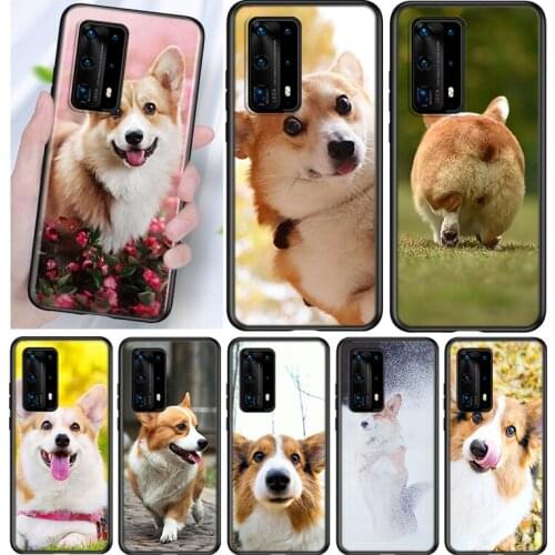 Silicone Cover Corgi With Short Legs For Huawei P40 P30 P20 Pro P10 P9 P8 Lite E Plus 2019 2017 Phone Case