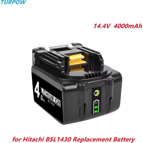 Turpow Replacement Battery 14.4V 4000mAh Li-ion for Hitachi BSL1430 BSL1415 DS14DSL DS14DBL DV Power Tools Rechargeable Battery