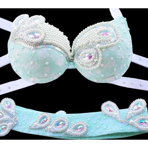 Hot Sale Women Gorgeous dance bra belly dancing belt belly dance costume set belly dancing clothes Sexy Night dance wear 8326