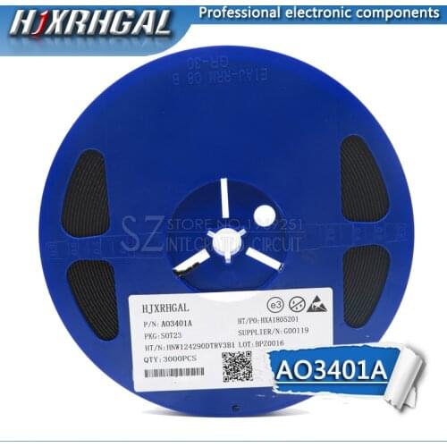 1Reel 3000pcs AO3401A AO3401 SOT-23 MOSFET Transistor 30V 4A new and original hjxrhgal
