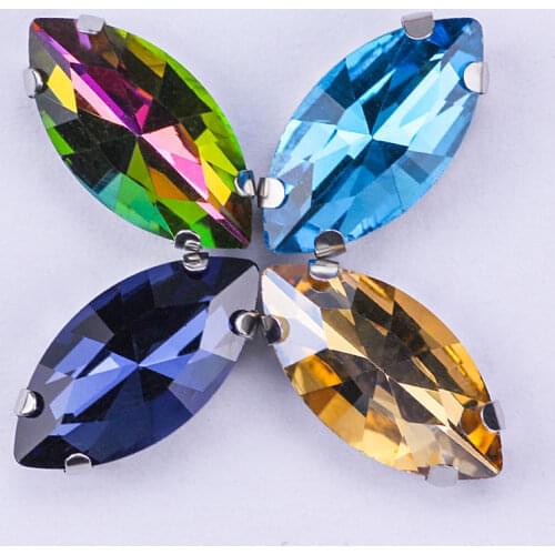 All Size All Color Sew on Navette Rhinestone Horse Eye Flatback Strass for Wedding Dress Accessories Bag Trim