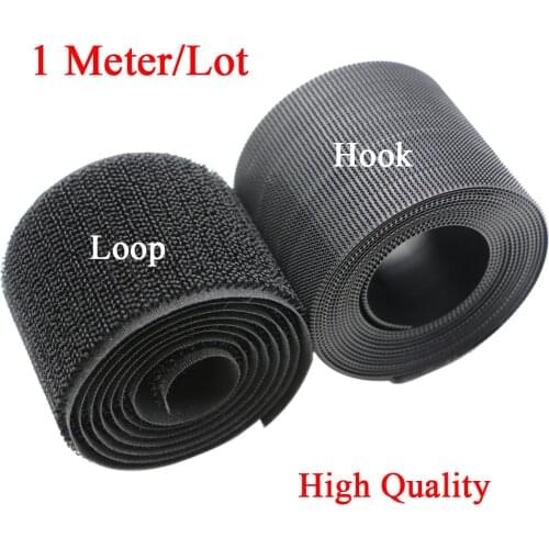 1meter 20-100mm High Quality Strong Adhesive Hook Loop Fastener Tape Strip Nylon Sticker Velcros Adhesive for Sewing DIY No Glue