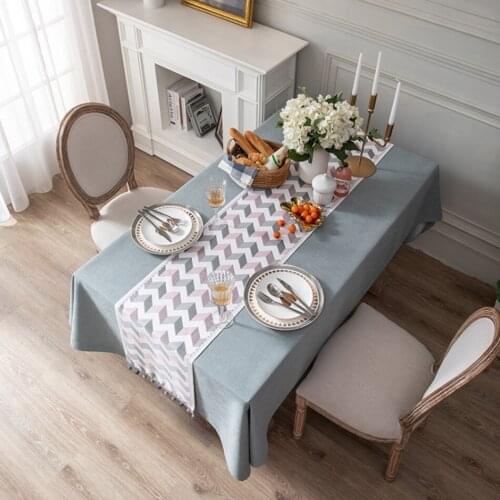 Jacquard Corrugated Chenille Tassel Tablecloth Long European-Style Coffee Table TV Cabinet Party Wedding Decoration Table Runner