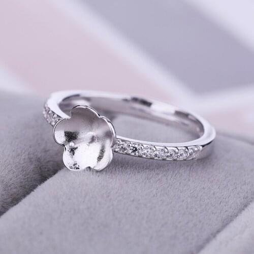 925 Sterling Silver Women Engagement Wedding Ring 8-12mm Pearl or Round Bead Semi Mount Ring Setting Fine Jewelry