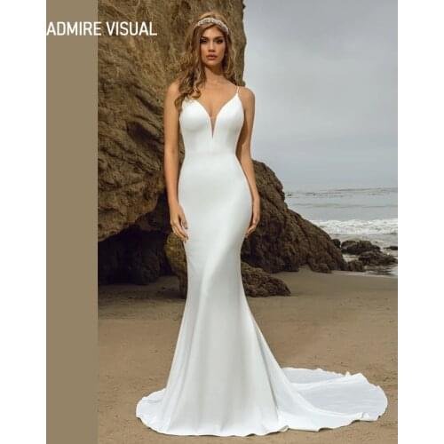 Newest Wedding Dress Mermaid Deep V-Neck Neckline Sleeveless Spaghetti Straps Plus Size Bride Gown 2021 Vestidos De Novia