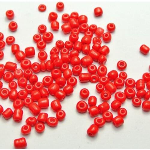 800 Red Opaque Glass Seed Beads Rondelle 4mm (6/0)