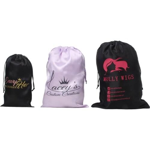 Custom Logo Satin Bag 20 Colors Satin Drawstring Bag Jewelry Gift Packaging Custom Design 20 bags lot