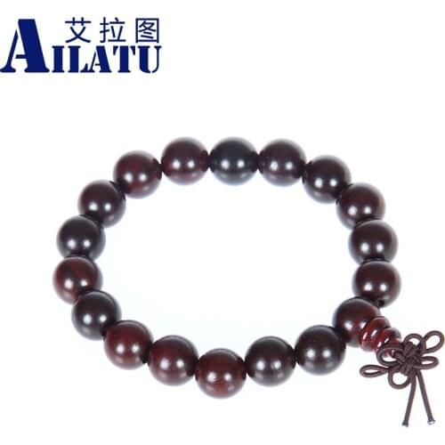 Ailatu Natural Red Sandalwood 10mm Tibetan Style Buddhist Prayer Mala Rosary Bracelet