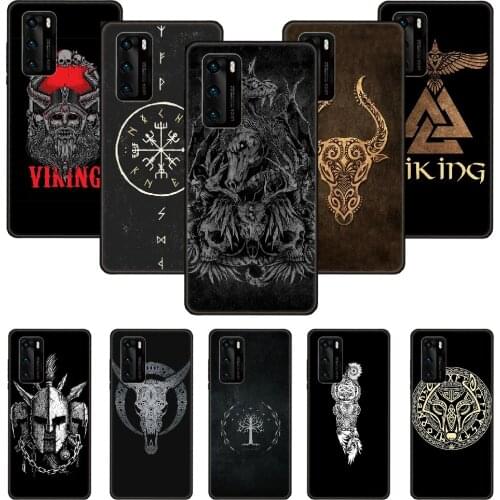 Phone Case For Huawei P20 P30 P40 P Smart Z + P10 Mate 30 10 20 Lite Pro Black Cover Funda Trend Slavic Viking Symbol Kolovrat