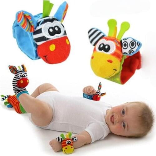 Infant Newborn Socks Rattle Toys Wrist Rattle And Foot Socks Baby Sensory Toys Wrist Socks Animal Cute Cartoon Baby Sock plush