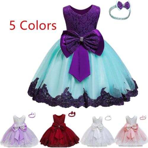 Kids Flower Girls Dresses Pageant Vestidos Bebes Lace Tulle Kid Girl Party Dress for Wedding Children Summer Clothes Birthday