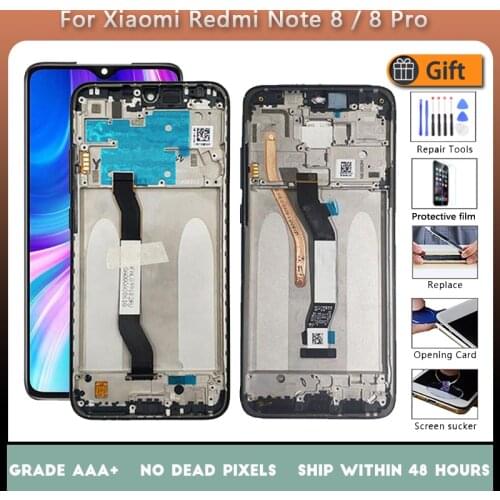For XIAOMI Redmi Note 8 Redmi Note 8 Pro Original LCD screen assembly with front case Black blue silver green
