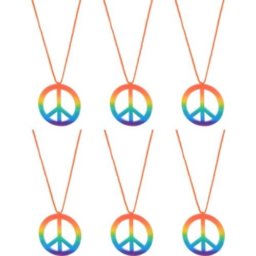 Halloween Props Colorful Peace Symbol Necklace Peace Symbol Earrings Set Props New Glasses