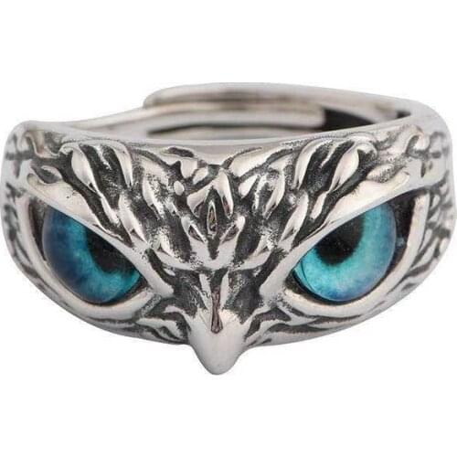 1PC Punk Gothic Colorful Store Eye Owl Ring For Men Women Vintage Hiphop Metal Animals Open Finger Ring Male Jewelry R319