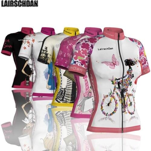 LairschDan 2021 Pro Woman Cycling Jersey Short Sleeve MTB Bike Wear Racing Bicycle Shirt Pink Cycle Top maillot cyclisme femme