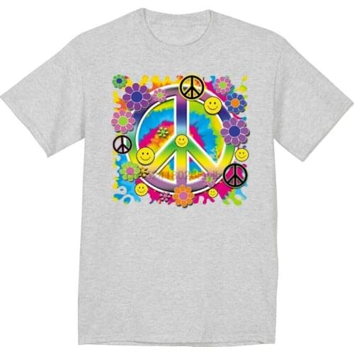 Big and tall t-shirt for men hippie peace sign flower child tall tee shirt men