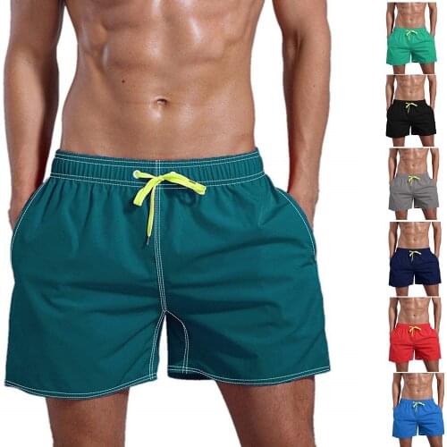 Summer Mens Shorts European and American Beach Pants Solid Color Cotton Multicolor Beach Pants