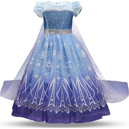 Fancy Princess Girl Dress Snow Queen Elsa Costume for Kids Halloween Party Cosplay Clothes Frozen Elza Dresses Sequins Ball Gown