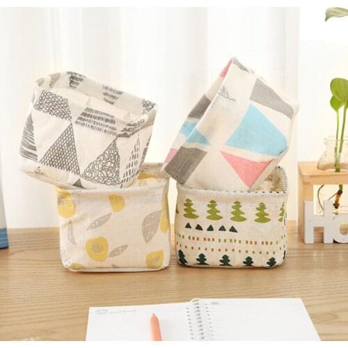 Desktop Storage Foldable Basket Sundries Storage Box Underwear Cosmetic Organizer Jewelry Scarf Socks Storage Basket Bags