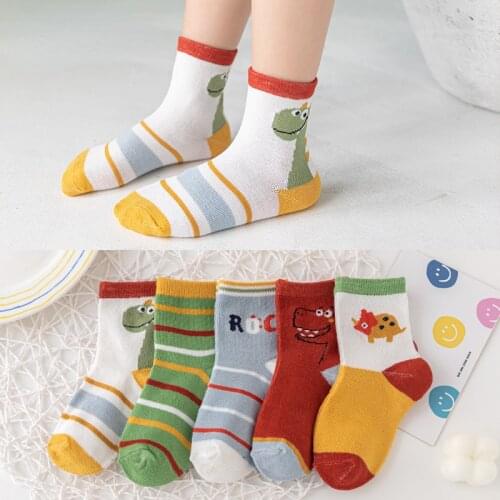 5 Pairs/lot 3 To 12 Years Kids Soft Cotton Socks Boy Girl Baby Cute Cartoon Warm Fashion School Socks Autumn Winter Cartoon