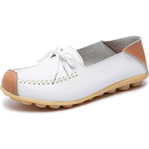 2020 spring and autumn new womens single shoes flat heel peas shoes mother shoes lace-up womens shoes lazy shoes 8 colors35-44