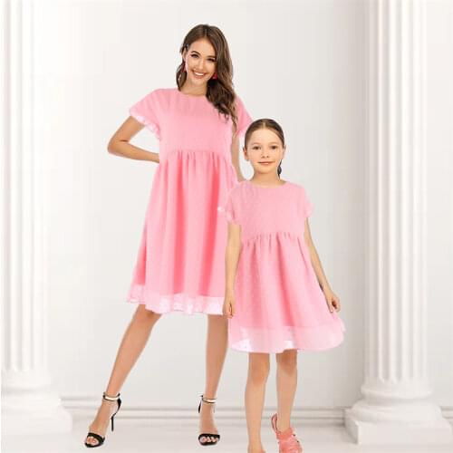 Family Look Women Matching Mother And Daughter Clothes Sleeveless Dress For Mommy And Me Kids Girls Mom Daughter Dresse C0398