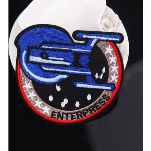 DIY Star Patch USS Enterprise Punk Patches Iron On Clothing Alien UFO Embroidery Patch Spacecraft Trek For Jacket Hippie Badge