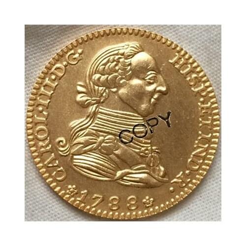 24 - K gold plated 1788 Spain 2 Escudos - Carlos III coins
