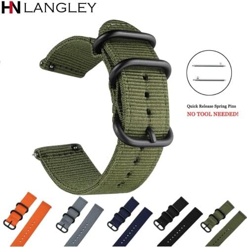 Amry Green Sports Nylon Watch Bands 22mm 20mm Strap For Samsung Gear S3 Frontier S2 Classic General 18mm 24mm Universal Bands
