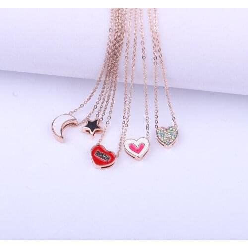 Moon necklaces for women Rose gold thin cute pendant necklace red love star children Korean necklace Женское ожерелье