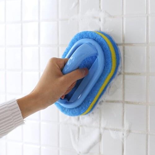Bathtub Brush Handheld Kitchen Cleaning Plastic Handle Sponge Tiles Wall Washing Durable Sink Pot Cleaner Tools