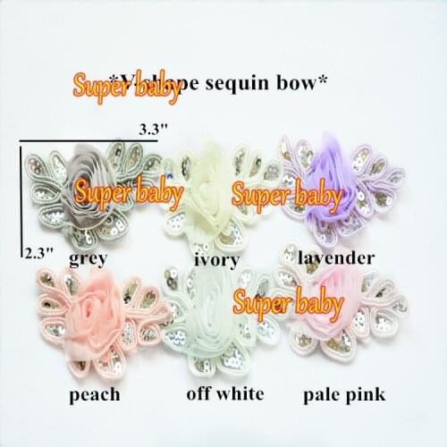 Chiffon flower with sequin bows Hair Bows headband Girls Hair Accessories wholesale bowknot chiffon rose flower