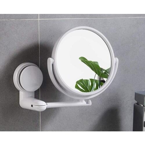 Folding Makeup Mirror Wall Mount Vanity Mirror without drill Swivel Bathroom Mirror Suction Folding Arm Extend shaving mirrors