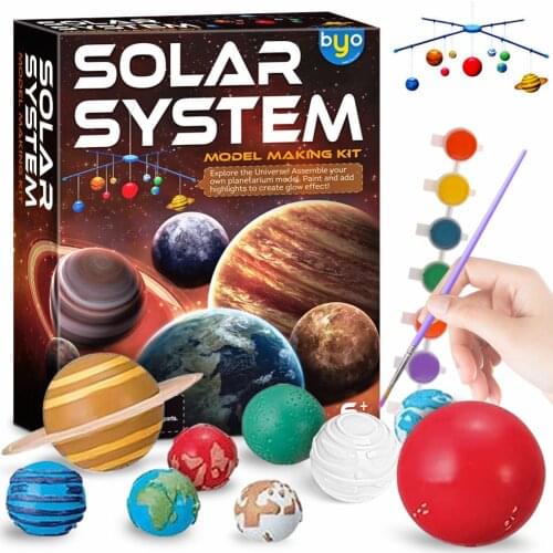 Sun Solar System Model Making Painting Assemble Puzzle lanet Space DIY Kids Earth Mars Creative Childrens Drawing Toys Star Boy