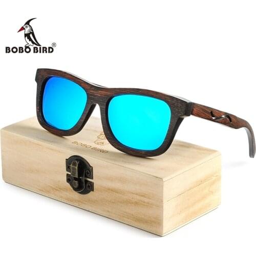 BOBO BIRD Women Wooden Sunglasses Creative Design Glasses Leg With Blue Polarized Lens UV400 Sun glasses BG006 As Best Gift