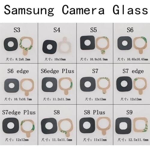2PCS/Lot,Rear Back Camera Glass Lens Cover For Samsung Galaxy S3 S4 S5 S6 S7 Edge S8 S9 S10 Plus With Stickers Adhesive Glass