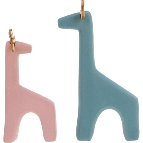 1 Set Of Lovely Animal Ornaments With Ceramic Craft Wooden Horn Giraffe Nordic Style Ceramic Desktop Ornament Decoration