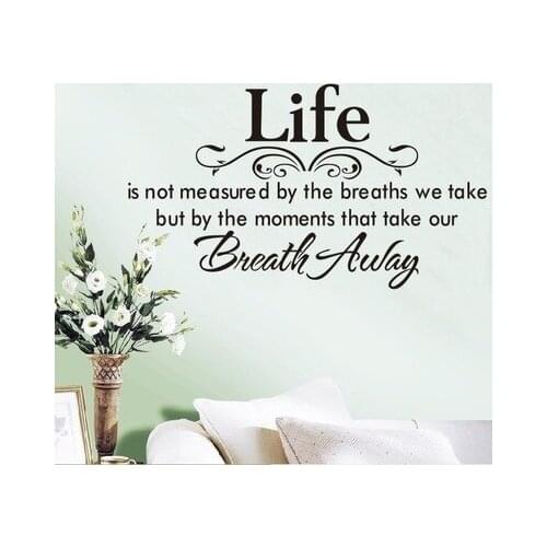 Unique design wall sticker words"Life breath away" letters wallpapers wall paper 40*70cm for living room hot