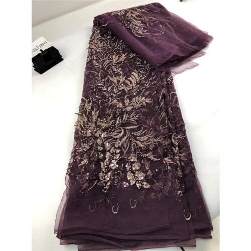 High Quality African Laces Applique Tulle Fabric Embroidered Beaded Lace Wedding Sample Lace Materials H0207
