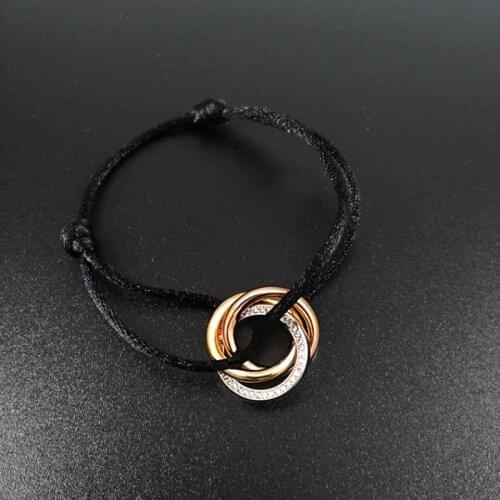 Top Quality Fashion Micro Pave CZ Crystals 3 Circles Tricyclic 13 Colors Rope Bracelet Bracelets for Women Gift Fashion Jewelry