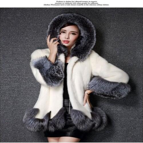 Woman 18 Fashion Plus Size Faux Fur Coat Women Winter Long Faux Fox Fur Overcoat Casual Jacket Female Outerwear Hooded Coat 6XL