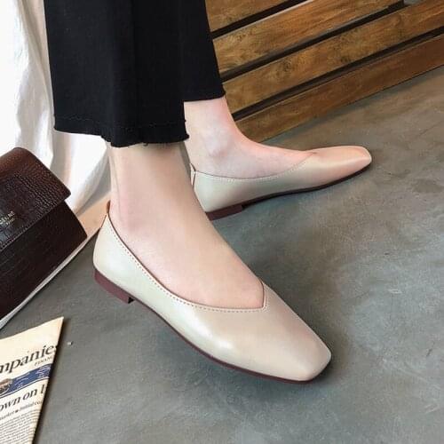 Summer Flats Women Shoes Good Match Fashion Retro Grandma Shoes Female Shallow Womens Shoes Square Head Peas Shoes Soft Loafers