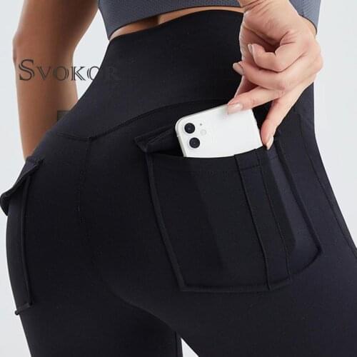 SVOKOR Cycling Shorts Women Sports Seamless Push Up Shorts High Waist Fitness Pocket Sportswear Womens Clothing Gym Yoga