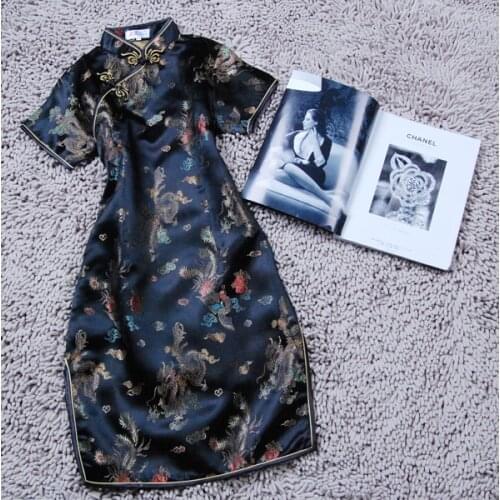 Oriental Women Flower Cheongsam Mandarin Collar Chinese Traditional Cheap Dress BIG SIZE 6XL Qipao Sexy Short Sleeve Vestidos