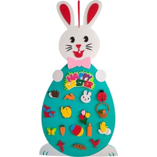 1 Pcs Felt Rabbit Decoration Easter Bunny Ornaments DIY Felt Rabbit Set with Lanyard For Home Party Decroration