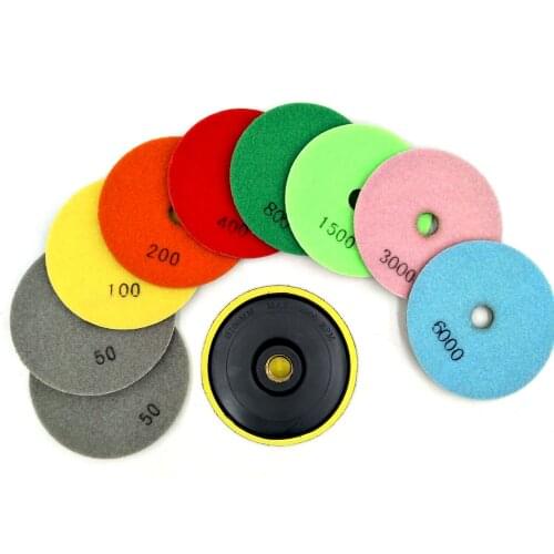 10 Piece Set 3mm Diamond Polishing Pads 4 inch Wet/Dry Granite Stone Concrete Marble M14 Female Thread Diamond Pad
