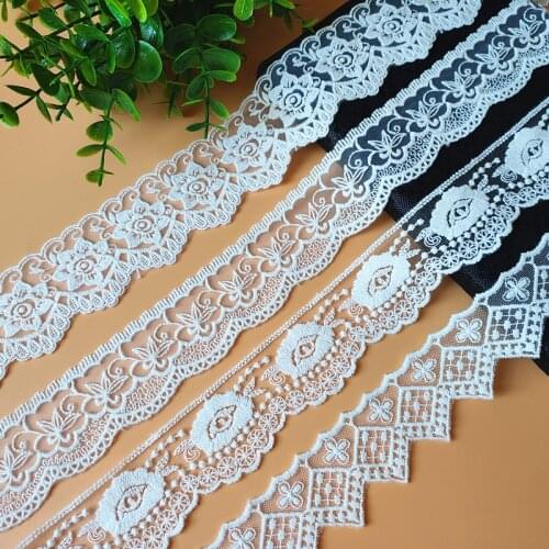 19 Yards 3.3-4.7cm Mesh Cotton Embroidery Lace Trim Handmade DIY Garment Clothing Fabric Needlework Sewing Accessories 237