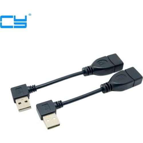 2pcs 90 Degree Left & Right Angled USB 2.0 A Male to USB Female Extension Cable 10cm