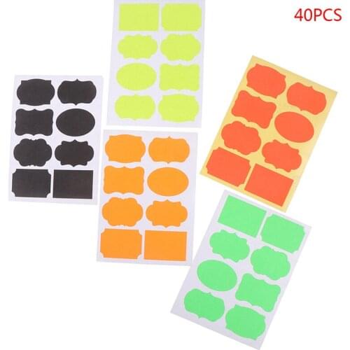 40pcs/5sheeets Colorful Chalkboard Board Spice Sticker Kitchen Jam Jar Organizers Label Stickers Blackboard Stickers